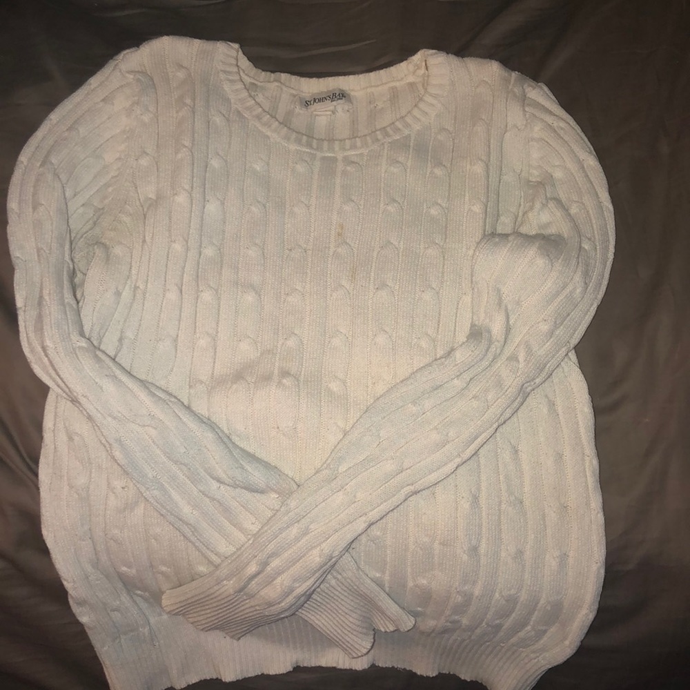 White St. John’s Bay cable-knit sweater